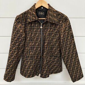 Fendi - Vintage Monogram Jacket with removable faux fur collar